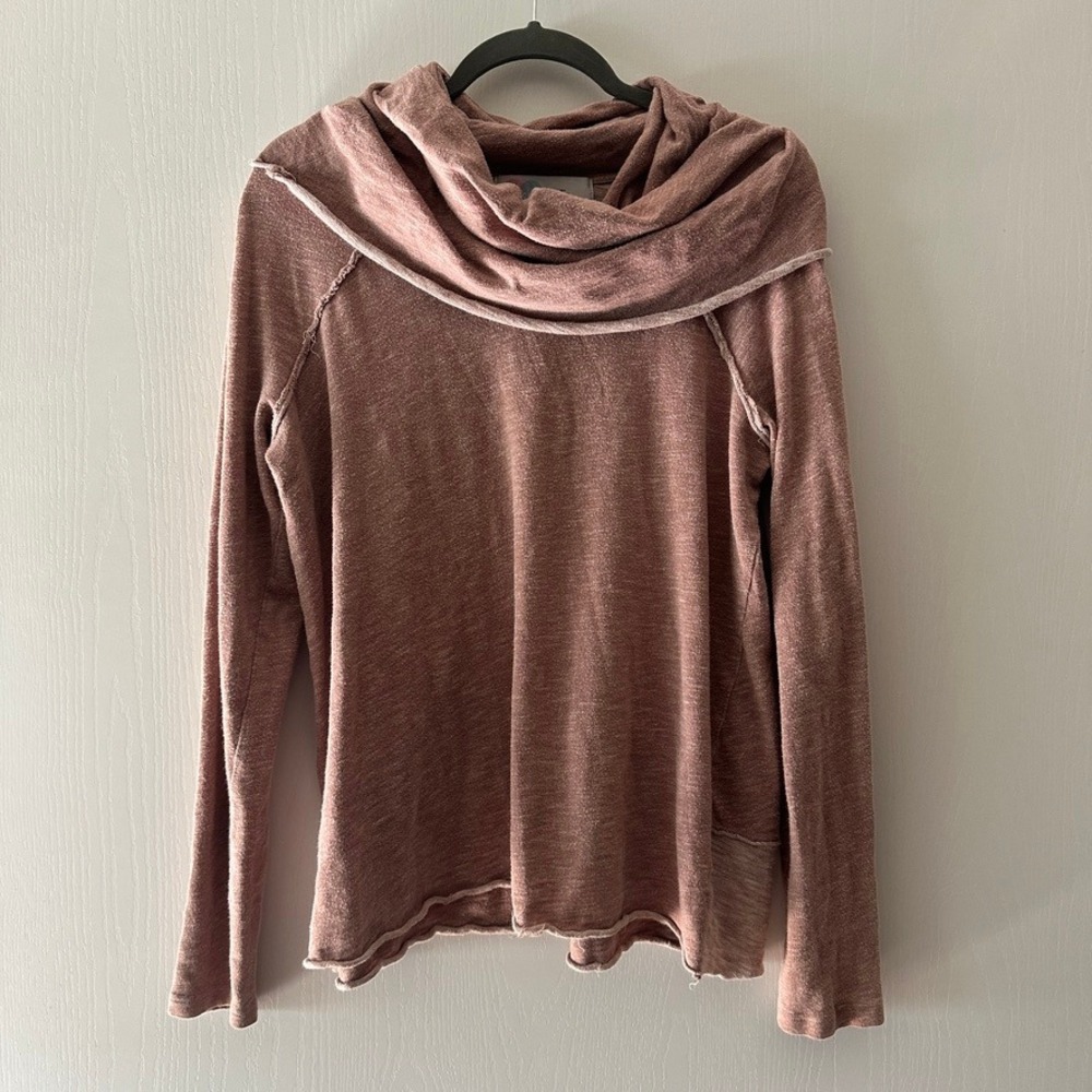 Free People Beach Cocoon Cowl Pullover Heather Dusty Rose Oversized Medium